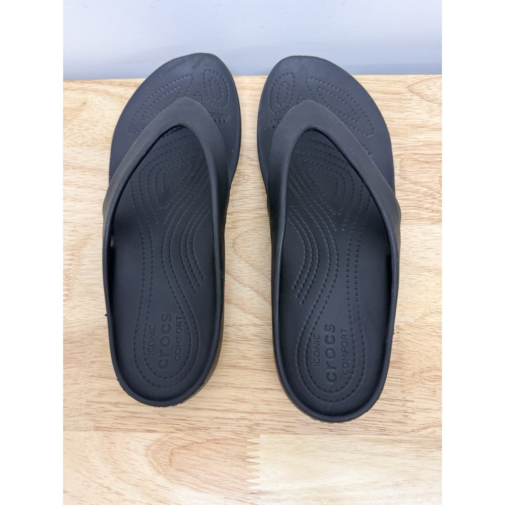 Crocs Iconic Comfort Kadee II Sandals Womens Size 11 Flip Flops Black Beach #43 - Picture 4 of 6